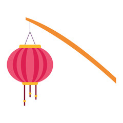 Sticker - stick with chinese lantern icon, colorful flat design