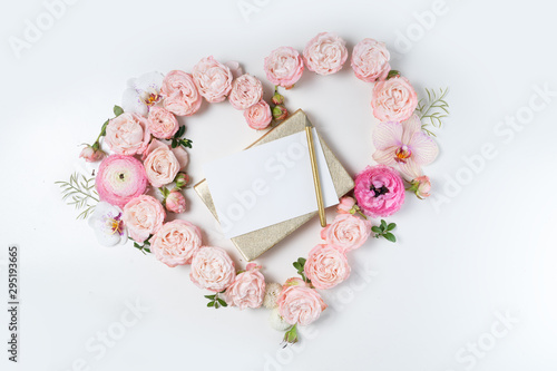 Flowers flat lay composition