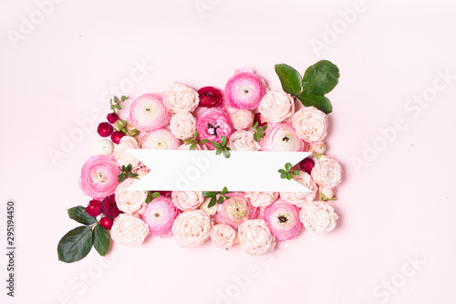 Flowers flat lay composition