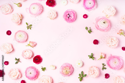 Flowers flat lay composition