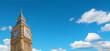 Big Ben Clock Tower in London, UK, on a bright day, panoramic image