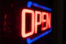 Neon Open Sign At Night 