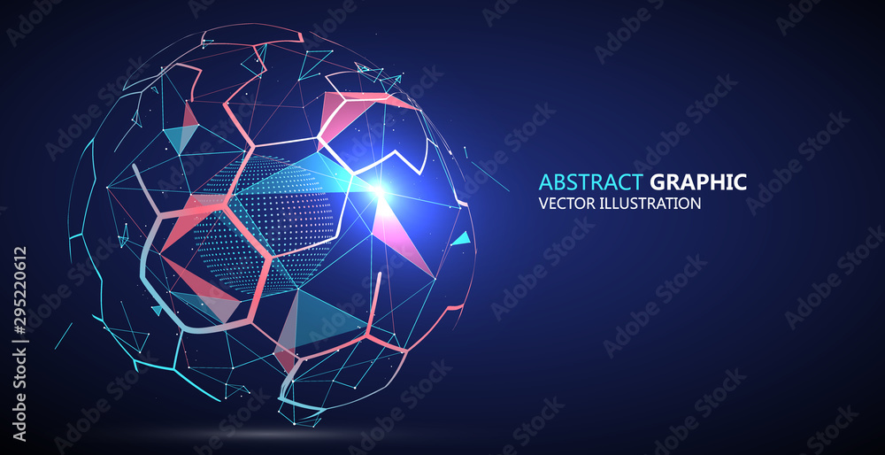 Abstract sphere composed of Points and lines, vector illustration. - obrazy, fototapety, plakaty 