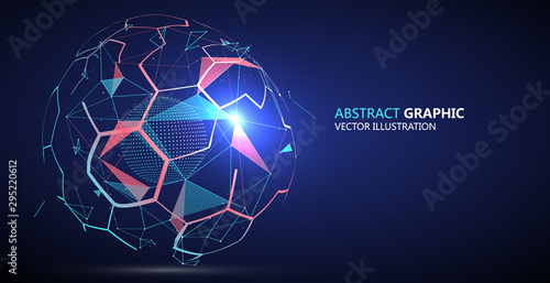Fotomural Abstract sphere composed of Points and lines, vector illustration