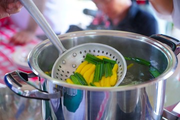 Canvas Print - Making a snack is charming.  Of Thai women