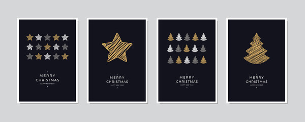 Wall Mural - merry christmas greeting text lettering card set blue background vector.