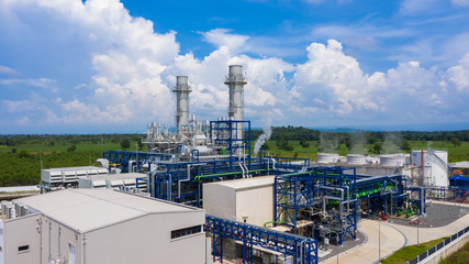 Wall Mural - Power plant with blue sky.