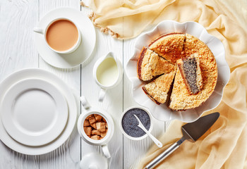 Canvas Print - sliced Poppy Seed Crumble Cheesecake, top view