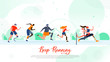 Running People with Disability Flat Vector Banner