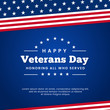 Happy veterans day honoring all who served retro vintage logo badge celebration poster background vector design with usa flag graphic ornament