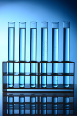 Test tubes in a laboratory for scientific tests and medical examinations