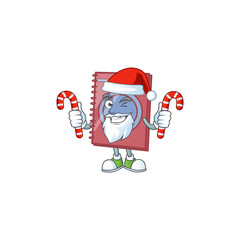 Sticker - Santa with candy closed book isolated on white background.