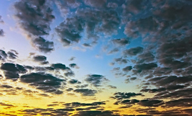 Wall Mural - background of blue sky white clouds. (Oil Paint filter)