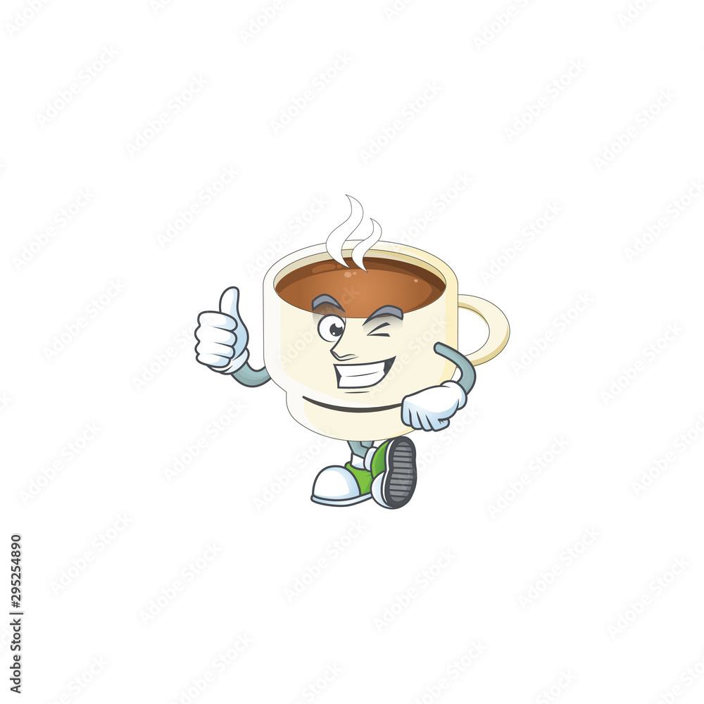 Thumbs up character cup coffee in cartoon mascot. Stock Vector | Adobe ...