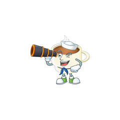 Sticker - Sailor with binocular cup coffee the character with mascot