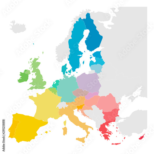 Dekoracja na wymiar  kolorowa-mapa-wektorowa-ue-unii-europejskiej-panstw-czlonkowskich