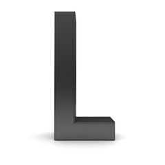 L letter black 3d sign 3d rendering isolated on white