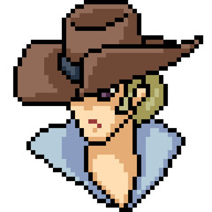 Wall Mural - vector pixel art cowboy