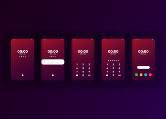 Wall Mural - Phone Pin Lock Set on Smartphone with Security User Interface User Experience UI Vector Illustration