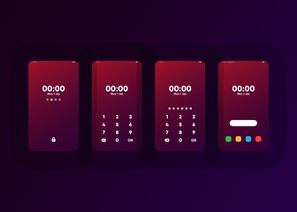 Wall Mural - Phone Pin Lock Set on Smartphone with Security User Interface User Experience UI Vector Illustration