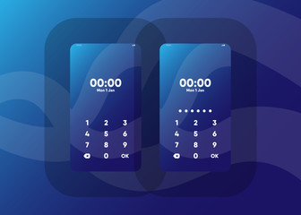 Wall Mural - Phone Pin Lock Set on Smartphone with Security User Interface User Experience UI Vector Illustration