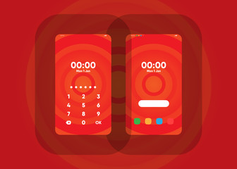 Wall Mural - Phone Pin Lock Set on Smartphone with Security User Interface User Experience UI Vector Illustration