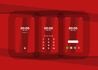 Wall Mural - Phone Pin Lock Set on Smartphone with Security User Interface User Experience UI Vector Illustration