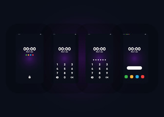 Wall Mural - Phone Pin Lock Set on Smartphone with Security User Interface User Experience UI Vector Illustration