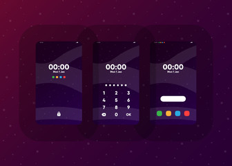 Wall Mural - Phone Pin Lock Set on Smartphone with Security User Interface User Experience UI Vector Illustration