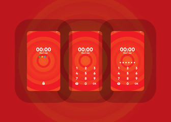 Wall Mural - Phone Pin Lock Set on Smartphone with Security User Interface User Experience UI Vector Illustration