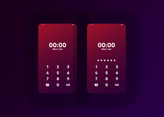 Wall Mural - Phone Pin Lock Set on Smartphone with Security User Interface User Experience UI Vector Illustration
