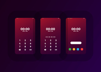 Wall Mural - Phone Pin Lock Set on Smartphone with Security User Interface User Experience UI Vector Illustration