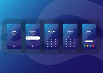 Wall Mural - Phone Pin Lock Set on Smartphone with Security User Interface User Experience UI Vector Illustration