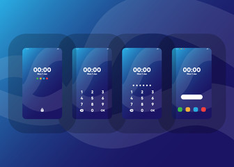 Wall Mural - Phone Pin Lock Set on Smartphone with Security User Interface User Experience UI Vector Illustration