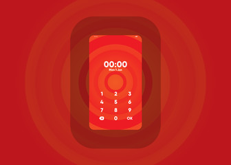 Wall Mural - Phone Pin Lock Set on Smartphone with Security User Interface User Experience UI Vector Illustration