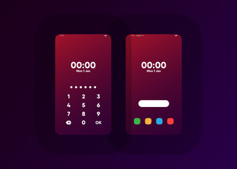 Wall Mural - Phone Pin Lock Set on Smartphone with Security User Interface User Experience UI Vector Illustration