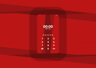 Wall Mural - Phone Pin Lock Set on Smartphone with Security User Interface User Experience UI Vector Illustration