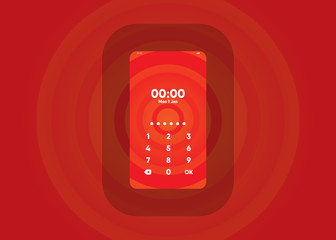 Wall Mural - Phone Pin Lock Set on Smartphone with Security User Interface User Experience UI Vector Illustration