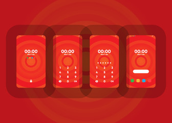 Wall Mural - Phone Pin Lock Set on Smartphone with Security User Interface User Experience UI Vector Illustration
