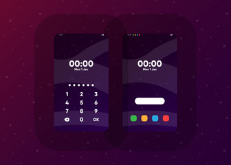 Wall Mural - Phone Pin Lock Set on Smartphone with Security User Interface User Experience UI Vector Illustration