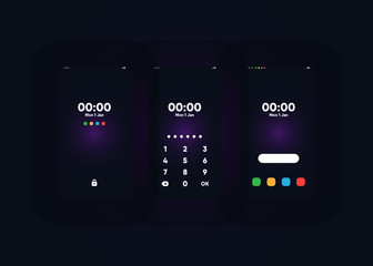Wall Mural - Phone Pin Lock Set on Smartphone with Security User Interface User Experience UI Vector Illustration