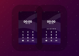 Wall Mural - Phone Pin Lock Set on Smartphone with Security User Interface User Experience UI Vector Illustration