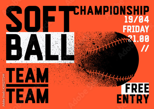 Fotomural Softball Championship typographical style poster