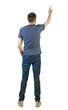 © ghoststone - Back view of a man in jeans points his hand upwards.