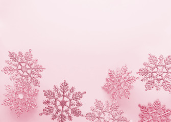 Wall Mural - festive winter background with decorative snowflakes in flying. christmas, winter or new year concep
