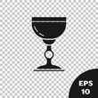 Black Jewish goblet icon isolated on transparent background. Jewish wine cup for kiddush. Kiddush cup for Shabbat. Vector Illustration