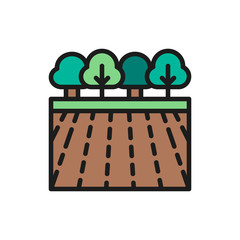 Sticker - Vector garden landscape flat color line icon.