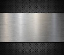 Brushed Steel Or Aluminum Metal Panel Over Perforated Background 3d Illustration