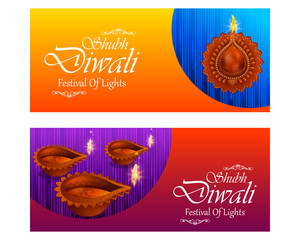 Sticker - Happy Diwali light festival of India greeting background in vector