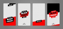 Stories Template Set For Black Friday, Presentation, Flyer, Poster, Invitation. Screen Backdrop For Mobile App. Instagram Story Mockup.